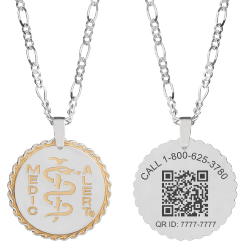 QR Code Figaro Elite Medical ID Necklace Sterling Silver